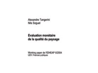 Evaluation monétaire de la qualité du paysage